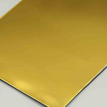Metallgold Anti-Kratz-Spiegel-Finixierung Aluminium-Verbundplatten PVDF 3mm/4mm Dicke 1,5×2,44m Banken Hotels Verbundplatte