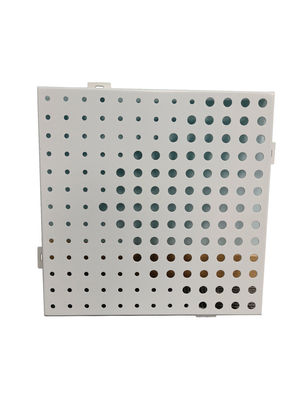 Aluminiumplattenentwurf künstlerische Lochgröße mit unterschiedlicher Form 2*2 Wandfassade Pulverfarben drei Farben Wanddekoration zu Gebäude Außenwände